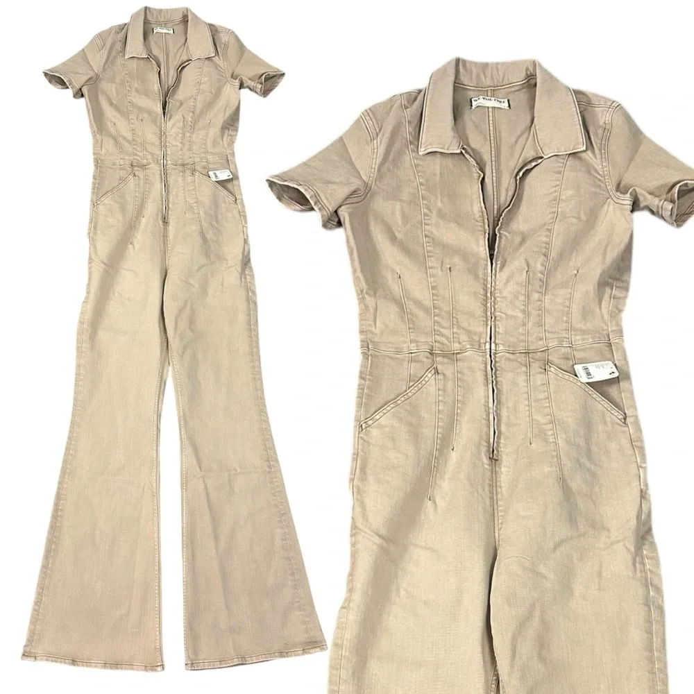 Free People We The Free Jayde Flare Jumpsuit in Blushing Size Large NWT Neutral